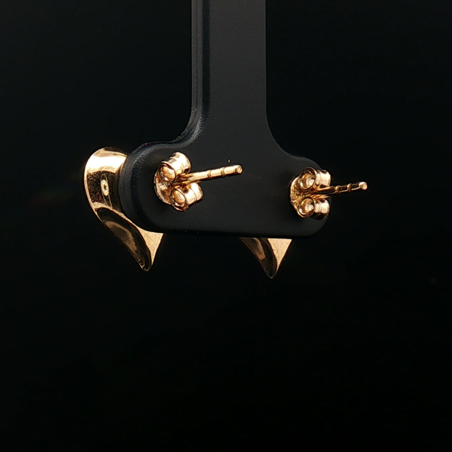 18k Yellow Gold Tri-Colour Heart Stud Earrings – Textured Yellow, Rose & White Gold Design