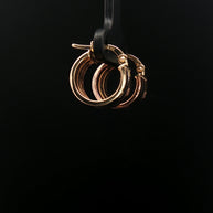 18k Yellow Gold Tri-Colour Hoop Earrings – Interlocking Yellow, Rose & White Gold Motif Hoops