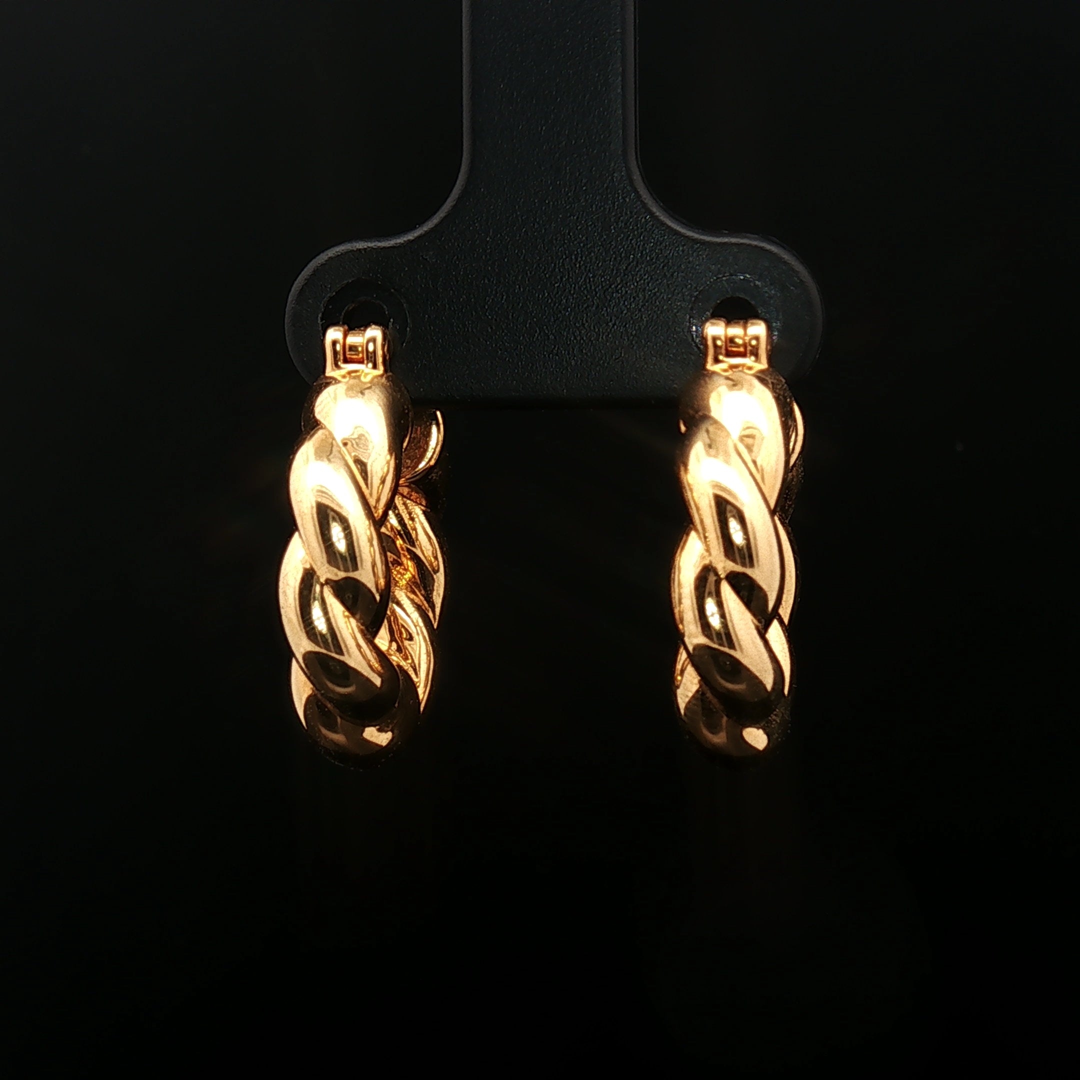 18k Yellow Gold Braided Hoop Earrings – Chic Intertwined Electroform Design