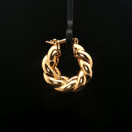 18k Yellow Gold Braided Hoop Earrings – Chic Intertwined Electroform Design