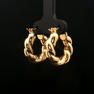 18k Yellow Gold Braided Hoop Earrings – Chic Intertwined Electroform Design