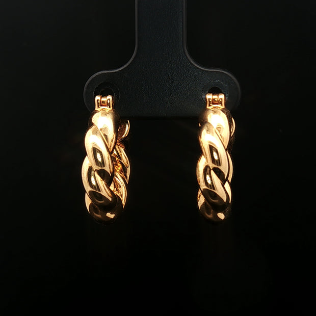 18k Yellow Gold Braided Hoop Earrings – Chic Intertwined Electroform Design