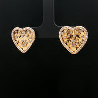 18k Yellow Gold Heart Floral Stud Earrings – Large Moissanite Cluster Design