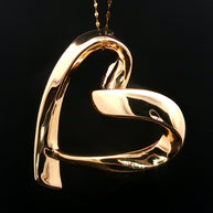 18k Yellow Gold Extra Large Open Heart Pendant – Electroform Polished Gold Charm