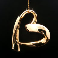 18k Yellow Gold Extra Large Open Heart Pendant – Electroform Polished Gold Charm