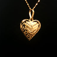21k Yellow Gold Heart Pendant – High Purity Polished Gold Charm