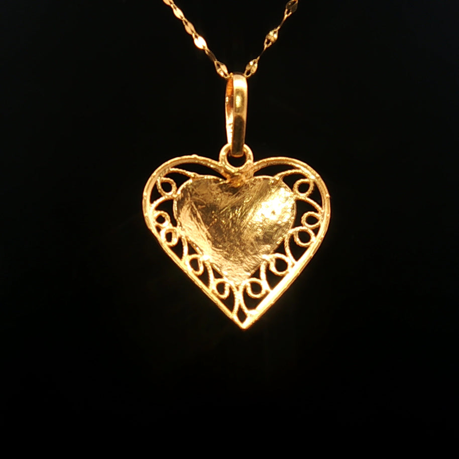 21k Yellow Gold Heart Pendant – High Purity Polished Gold Charm