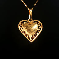 21k Yellow Gold Heart Pendant – High Purity Polished Gold Charm