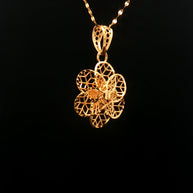21k Yellow Gold Flower Pendant – Lightweight Openwork Floral Design