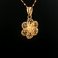 21k Yellow Gold Flower Pendant – Lightweight Openwork Floral Design