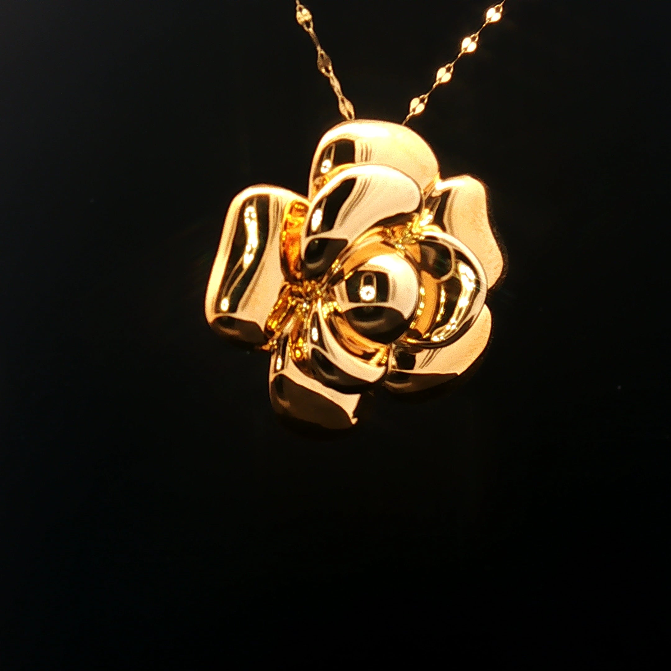 18k Yellow Gold Large Floral Charm Pendant – Electroform Lightweight Design