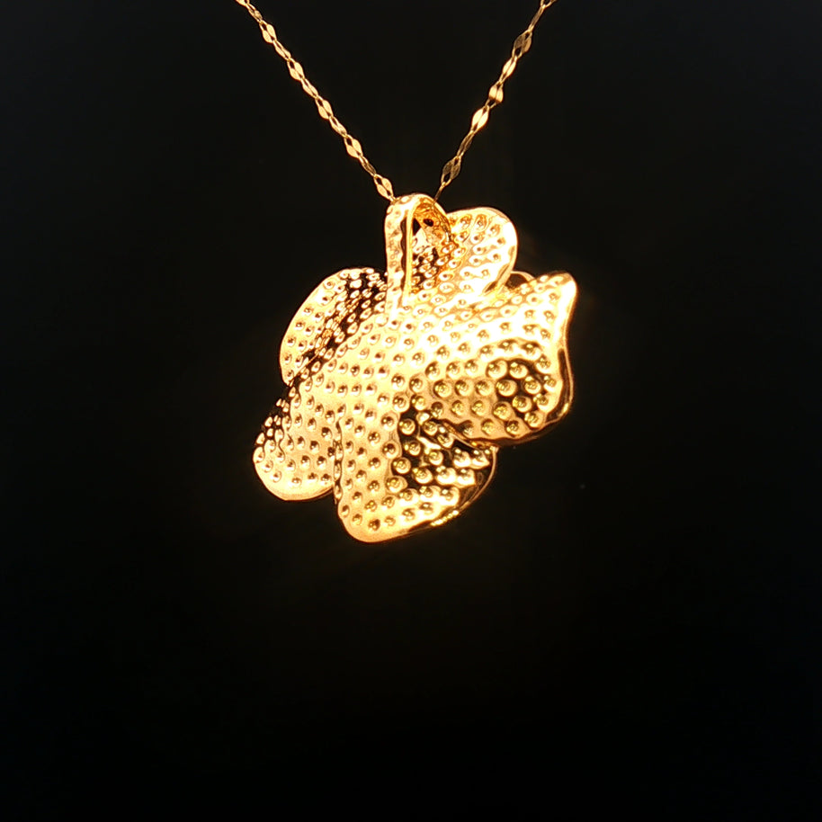 18k Yellow Gold Large Floral Charm Pendant – Electroform Lightweight Design