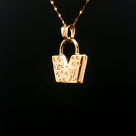 18k Yellow Gold Artistic Bag Pendant – Hollow Designer Charm