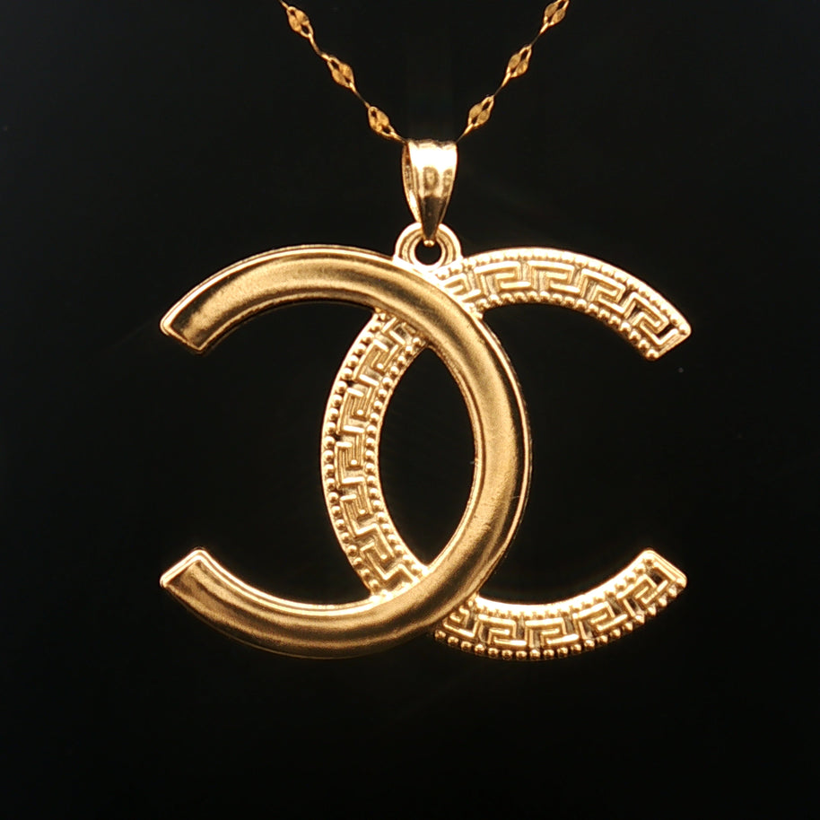 18k Yellow Gold Intertwined Pendant – Large Lightweight Modern Charm