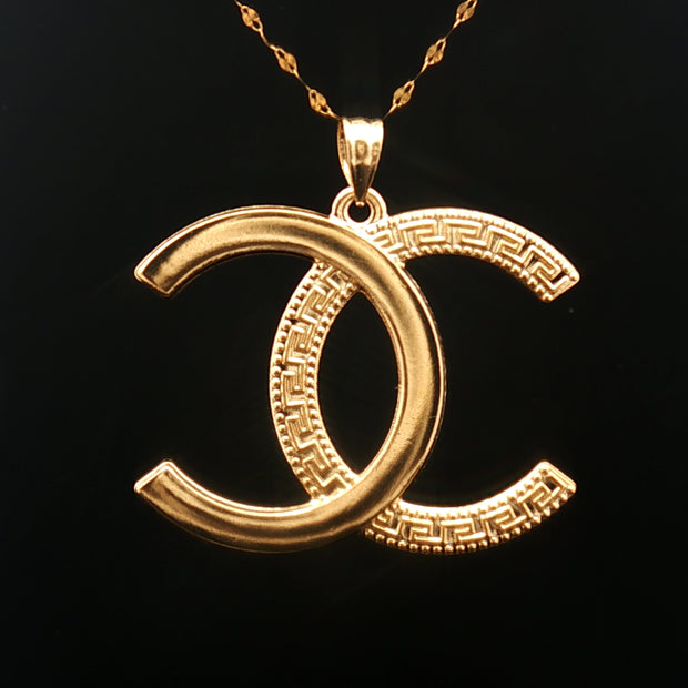 18k Yellow Gold Intertwined Pendant – Large Lightweight Modern Charm