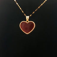 18k Yellow Gold Heart Pendant – Red Agate Small Charm