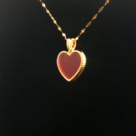 18k Yellow Gold Heart Pendant – Red Agate Small Charm