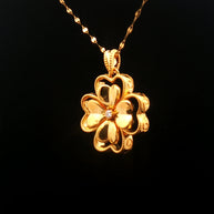 18k Yellow Gold Four-Leaf Clover Pendant – Lightweight Hollow Lucky Charm