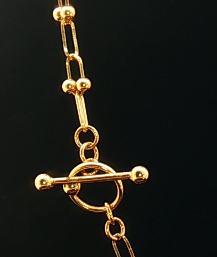 18k Yellow Gold Mini Hardware Chain Necklace with T-Bar Clasp