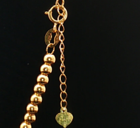 18k Yellow Gold Beaded Chain Necklace – Adjustable 16–17