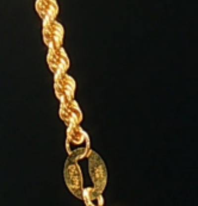 18k Classic Yellow Gold Rope Chain Necklace - 22"
