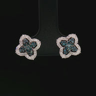 18k white gold earrings with blue diamond