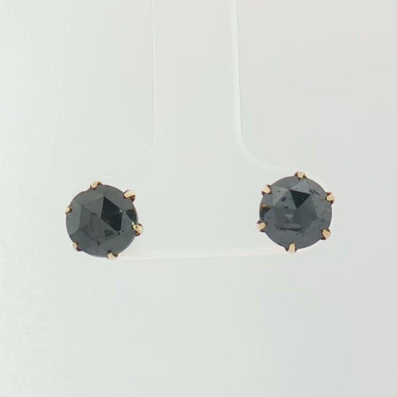 Pair of elegant black diamond studs in 18k gold