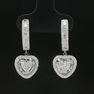 18k white gold heart-shaped diamond dangle earrings with 1.00ct natural diamonds